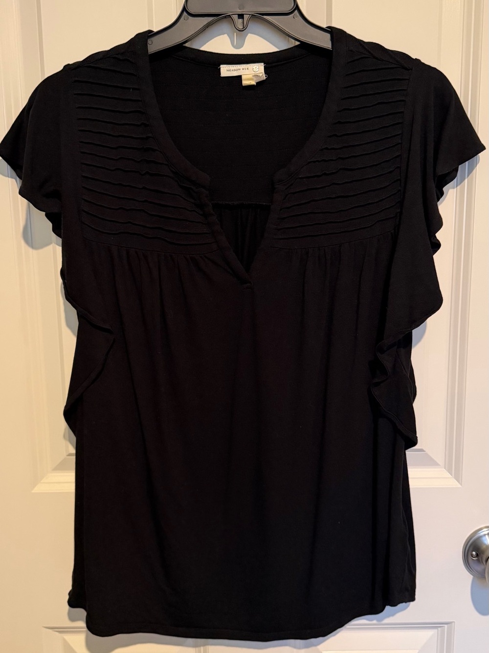 Anthropologie Black Ruffle Sleeve Women’s Top